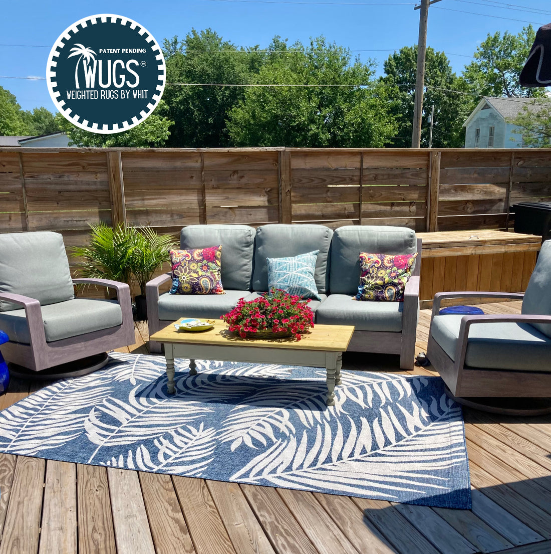 Why You Should Use A WUG, Weighted Rug to Stop Your Rug from Shifting or Blowing Off Your Deck